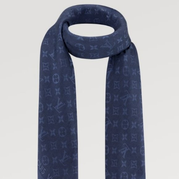 BNEW UNUSED LOUIS VUITTON LV M72412 Monogram Shawl NIGHT DARK BLUE - Picture 3 of 9
